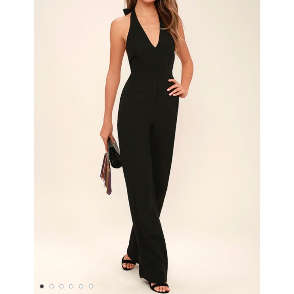 Lulus Leave a Kiss black halter jumpsuit